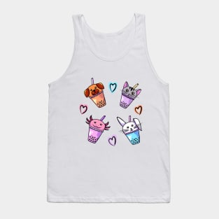 Cute Bubble Tea Animals Tank Top